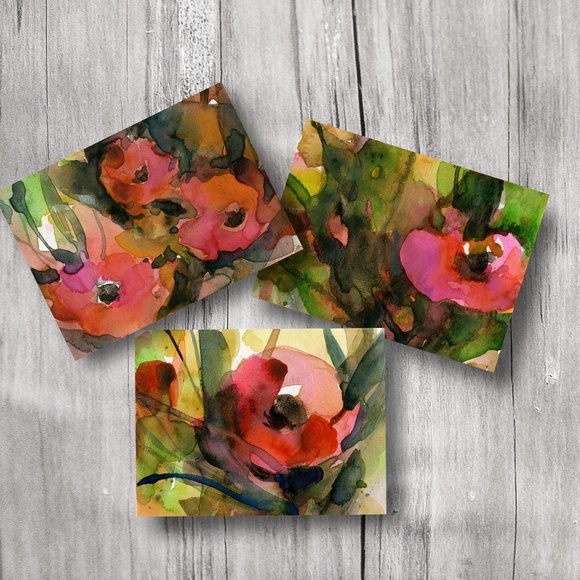Bundle of 3 Small Floral Watercolor Paintings - Little Dreams Collection 3 - Picture 1 of 10